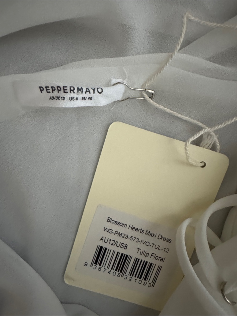 Peppermayo White Maxi Dress with Pink & Purple Floral Size 8. A1 - Picture 12 of 15